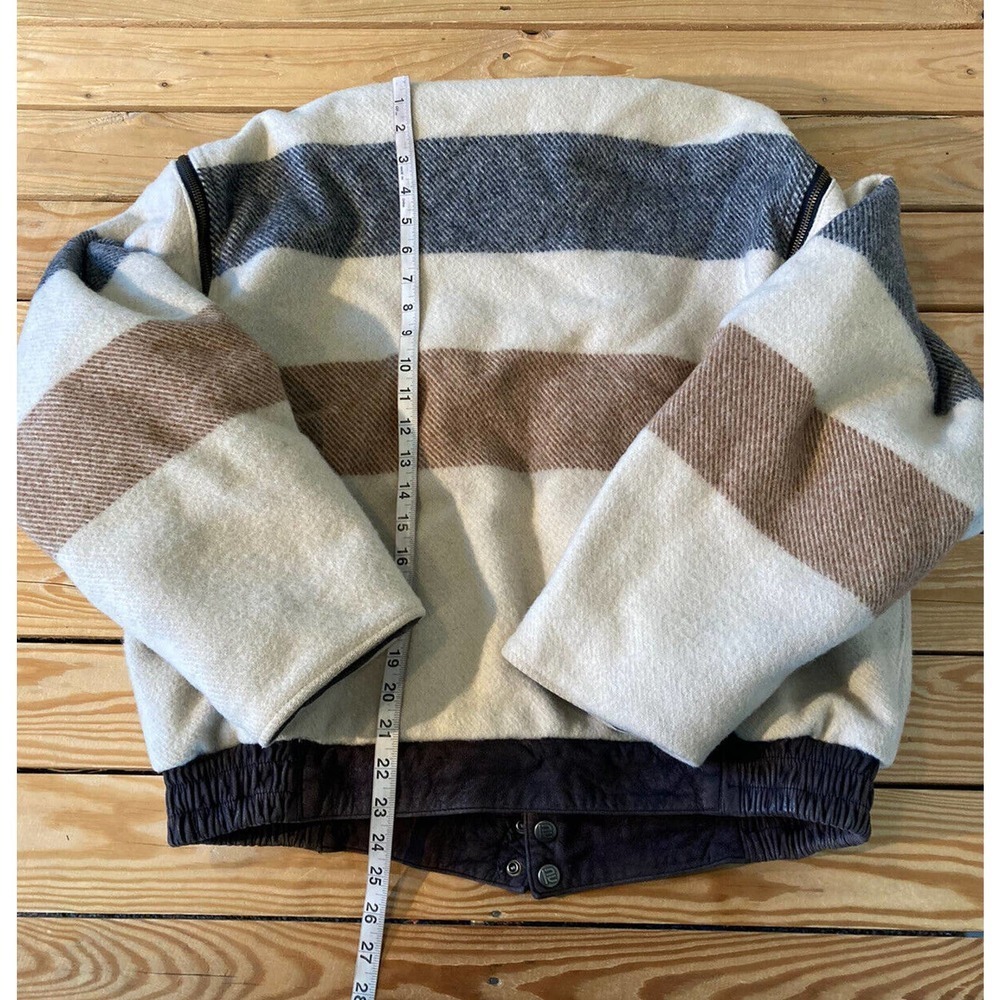 Vintage Reversible Leather Wool Zip Sleeve Jacket Size 42 Men’s Brown - Picture 6 of 9